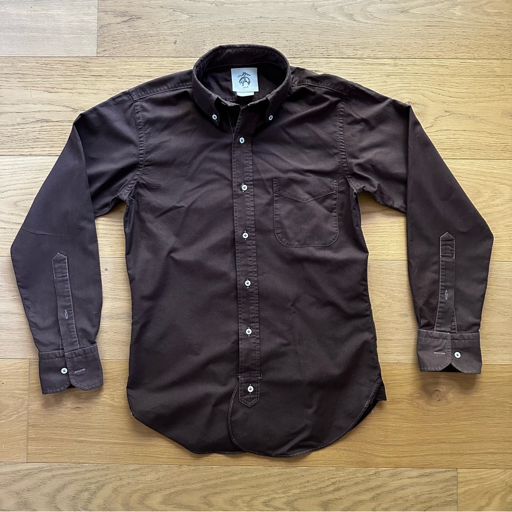 Brooks Brothers Black Fleece, Brown Twill Shirt, XS/BB0, Very Good